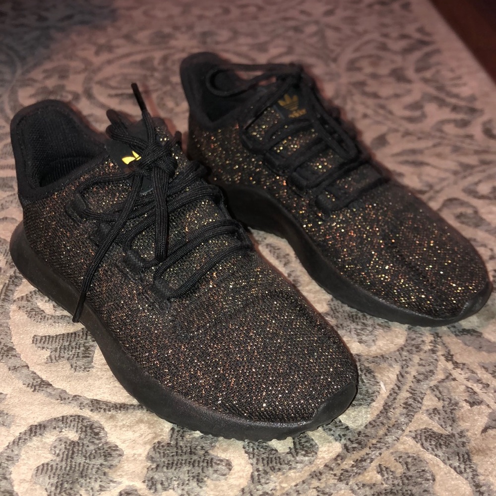 Adidas Tubular Shadow in black with gold glitter